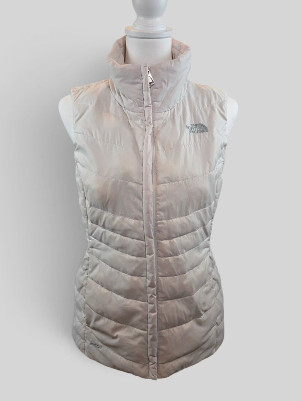 The North Face 550 Down Puffer Vest Cream Off-White Women's Full Zip